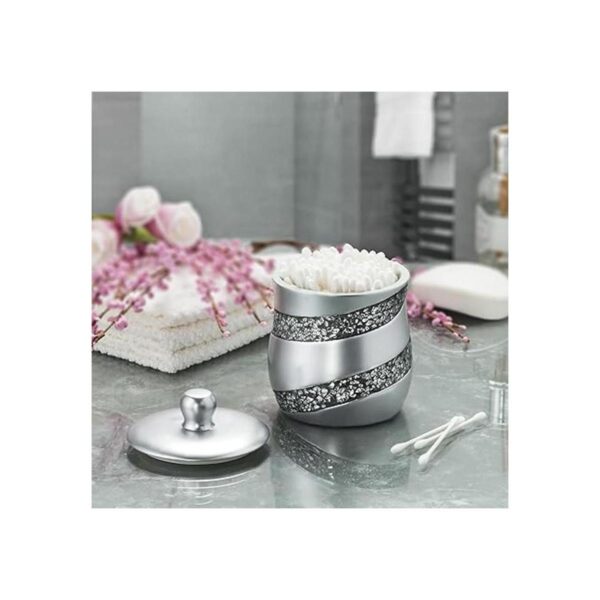 Creative Scents Soporte de mosaico plateado Qtip Tarro