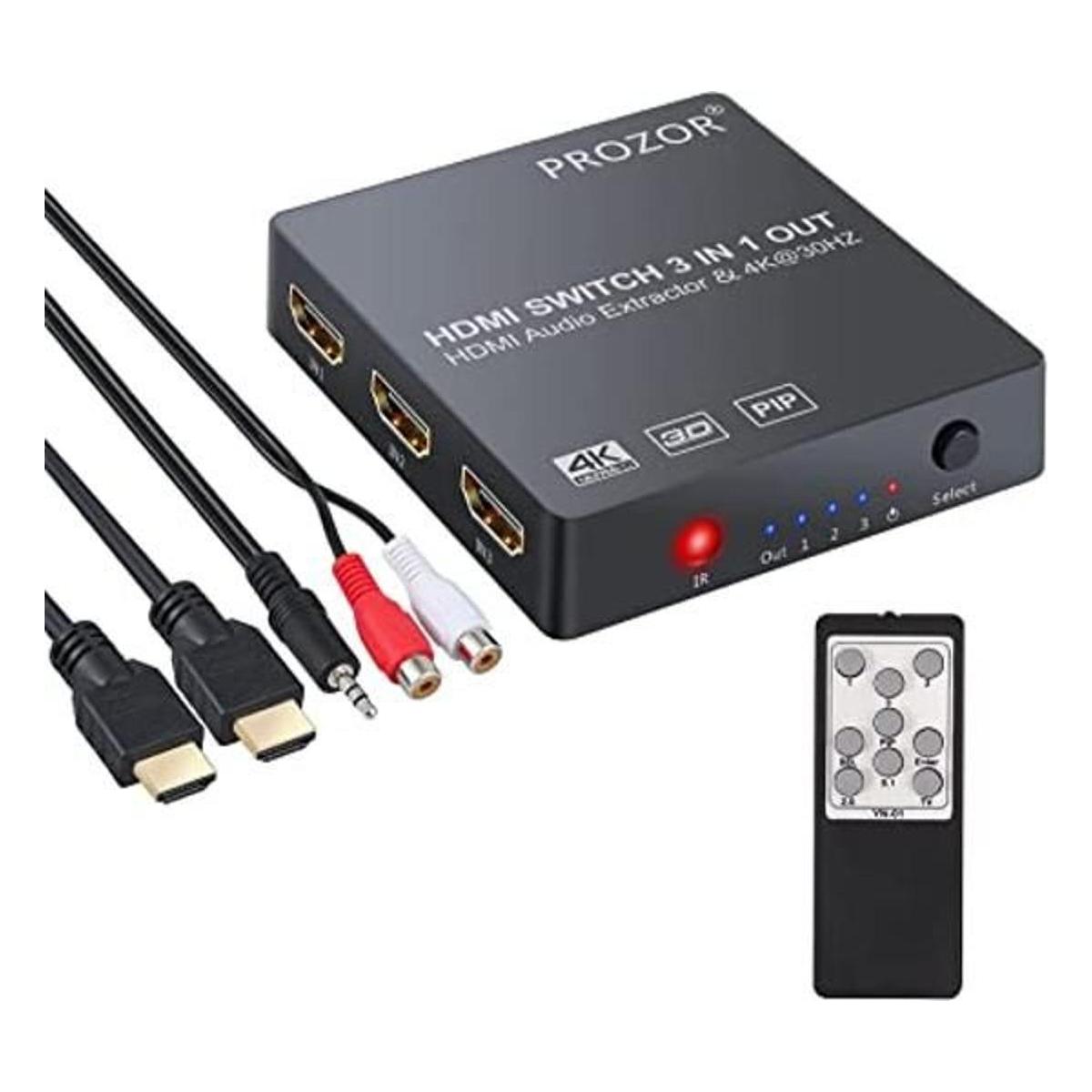 Interruptor HDMI 3x1 con extractor de audio interruptor