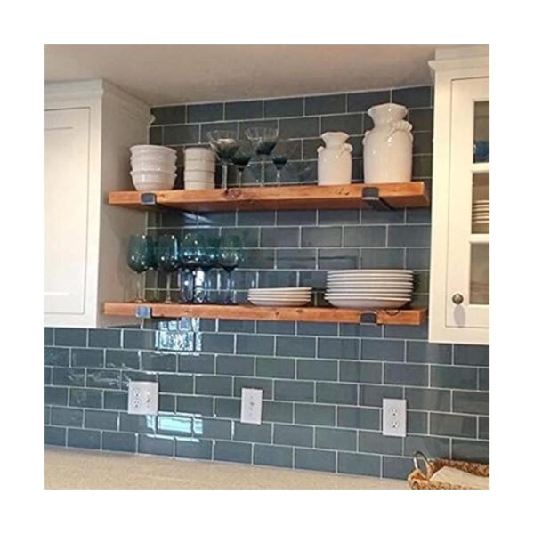 Estante de pared rústico de madera de cocina de 2 niveles_2