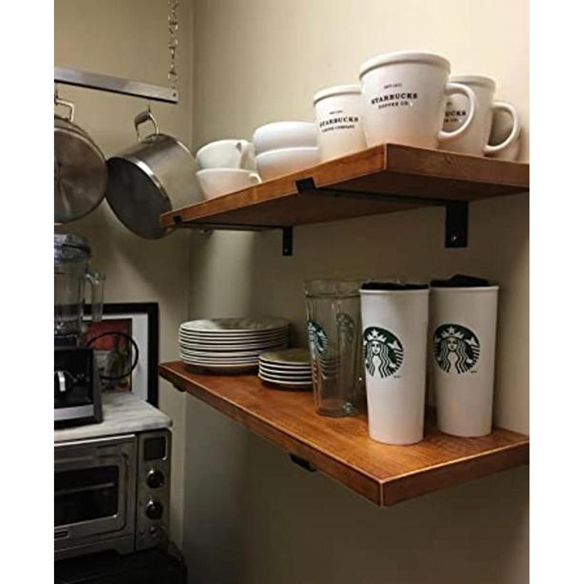 Estante de pared rústico de madera de cocina de 2 niveles