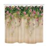 JAWO Cortinas de ducha florales de romero 3D con mariposa_1