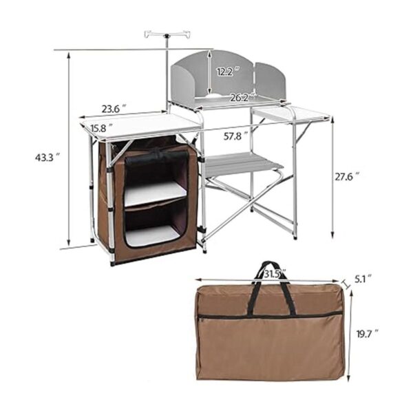 CampLand Mesa de cocina plegable portátil para exteriores