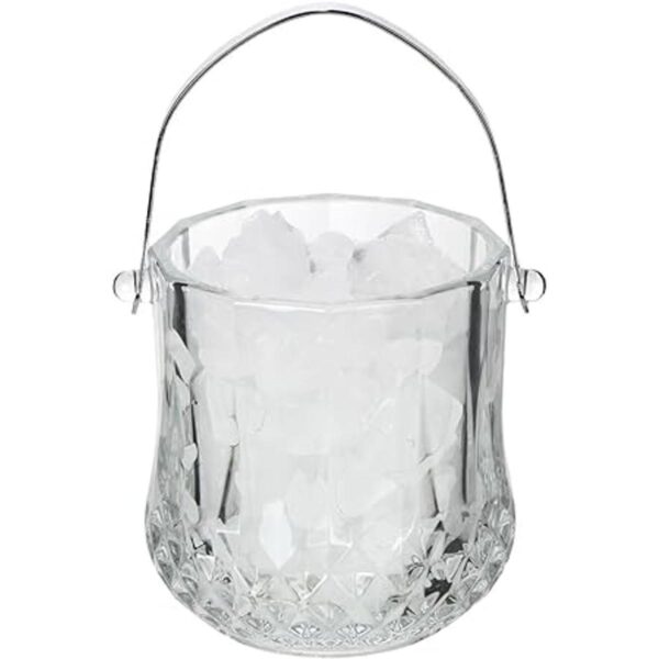 Lilys Home Cubo de hielo de vidrio con mango y pinzas SS