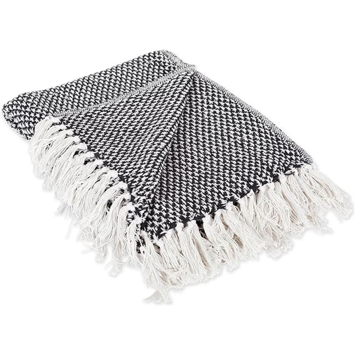 DII Manta rústica de algodón con flecos para silla sofá