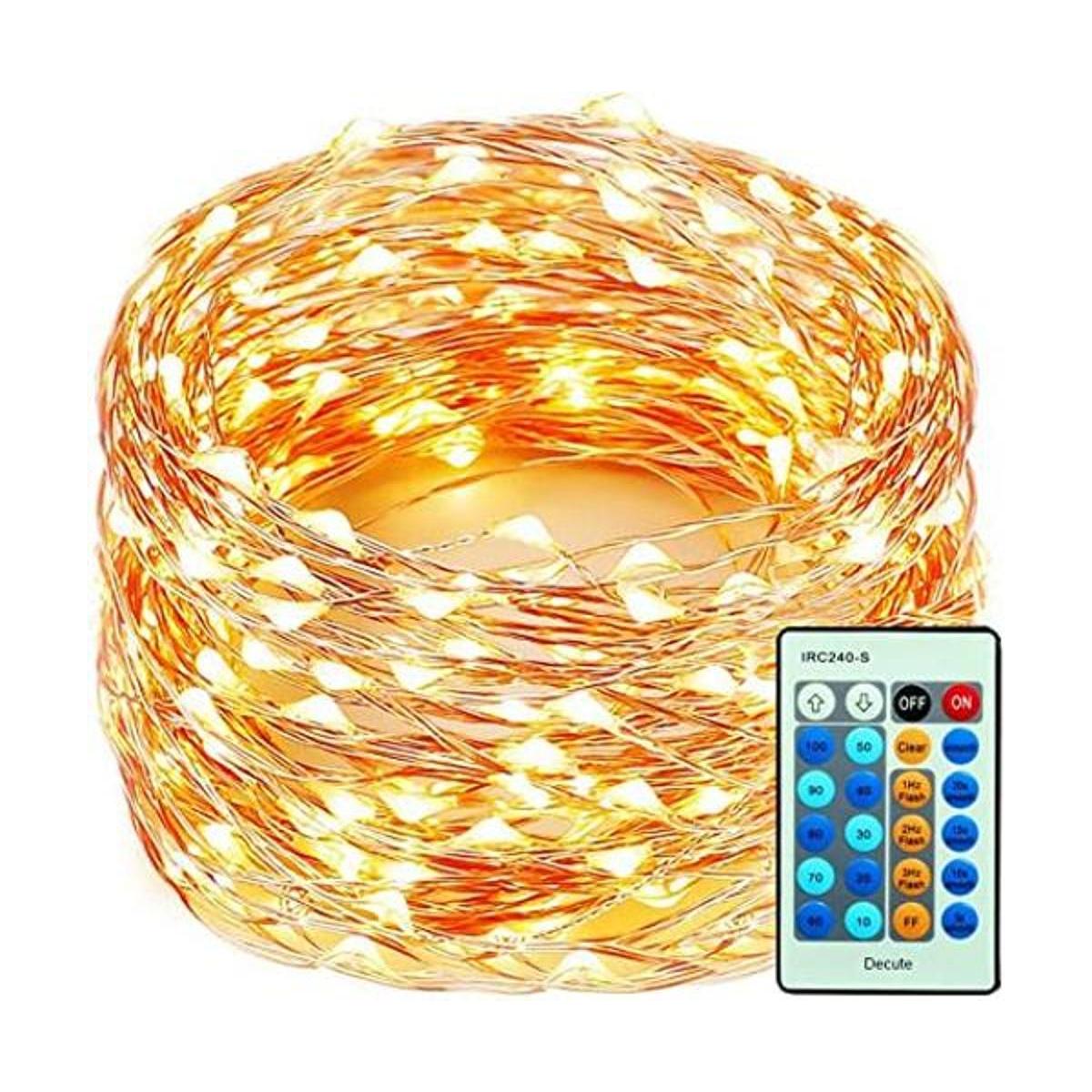 Tira de luces de 300 LED de alambre de cobre de 99 pies