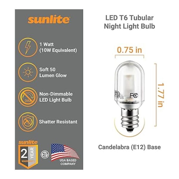Sunlite Bombilla de 1 W equivalente a 10 W base de_2