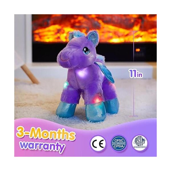 Bstaofy Peluches de peluche con luz de Pegasus unicornio_3