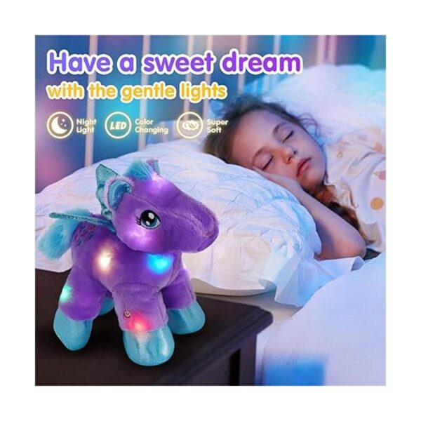 Bstaofy Peluches de peluche con luz de Pegasus unicornio_5