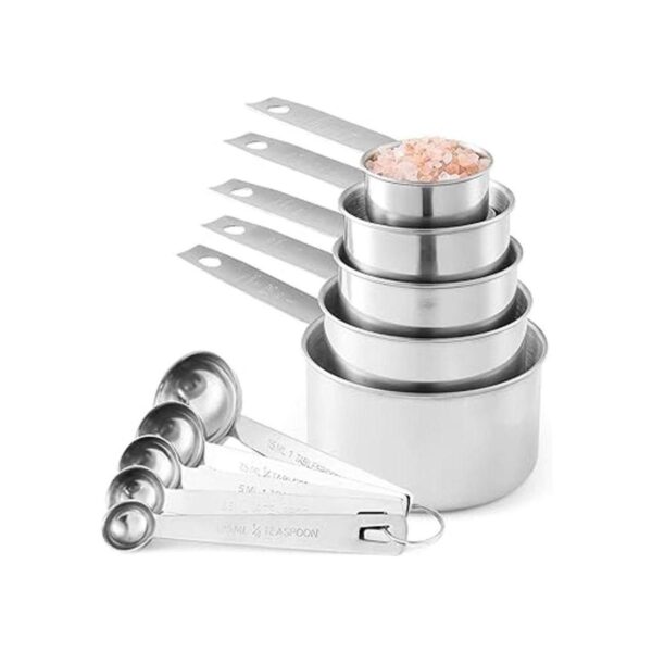 Juego de 10 tazas medidoras y cucharas medidoras de acero