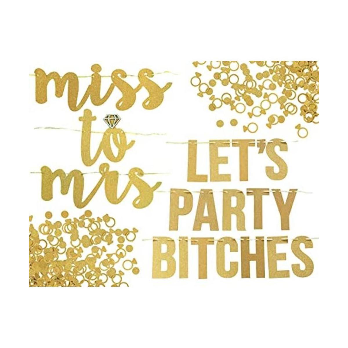 Juego de pancartas de Miss to Mrs Lets Party Bitches.