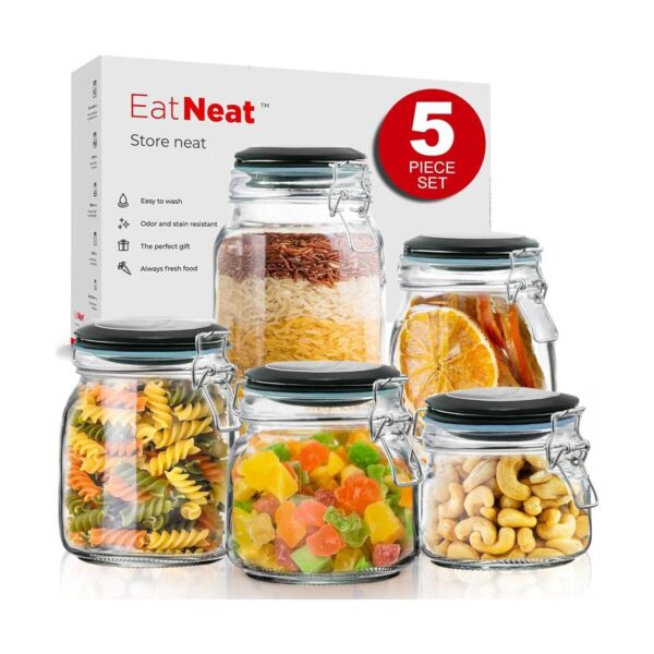 EatNeat Juego de 5 recipientes de cocina de vidrio_1