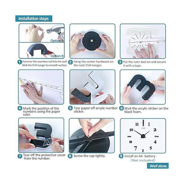 Mintime Reloj de pared moderno sin marco para bricolaje