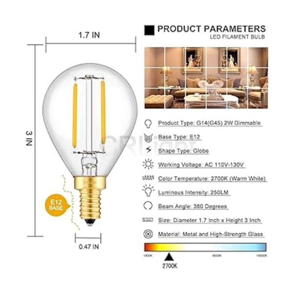 CRLight Bombilla LED de 2 W equivalente a 25 W color
