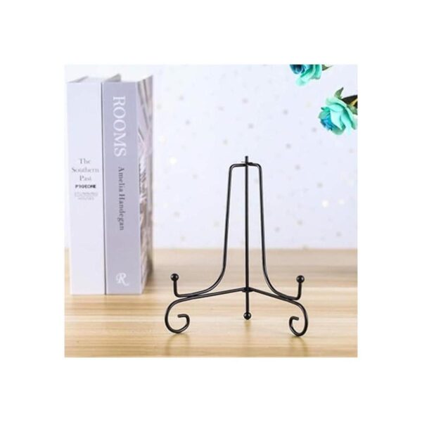 Soporte tipo caballete de hierro negro para platos como