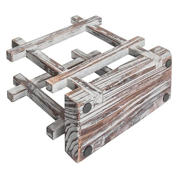 MyGift Servilletero rústico de madera con antorcha para