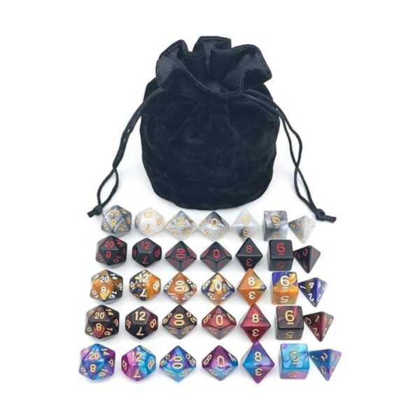 Juego de dados poliédricos surtidos con bolsa de cordón_1