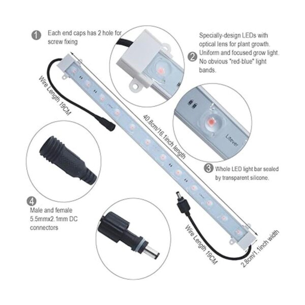 Kit de tiras de luz de cultivo de 45 W 4 tiras de luz LED_2