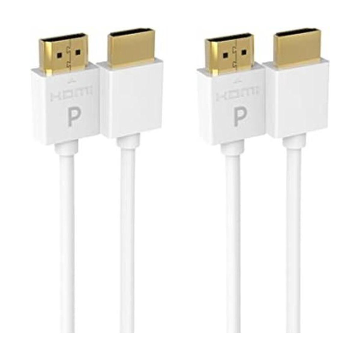 Pacroban Cable HDMI delgado 15 pies2 unidades blanco 4K