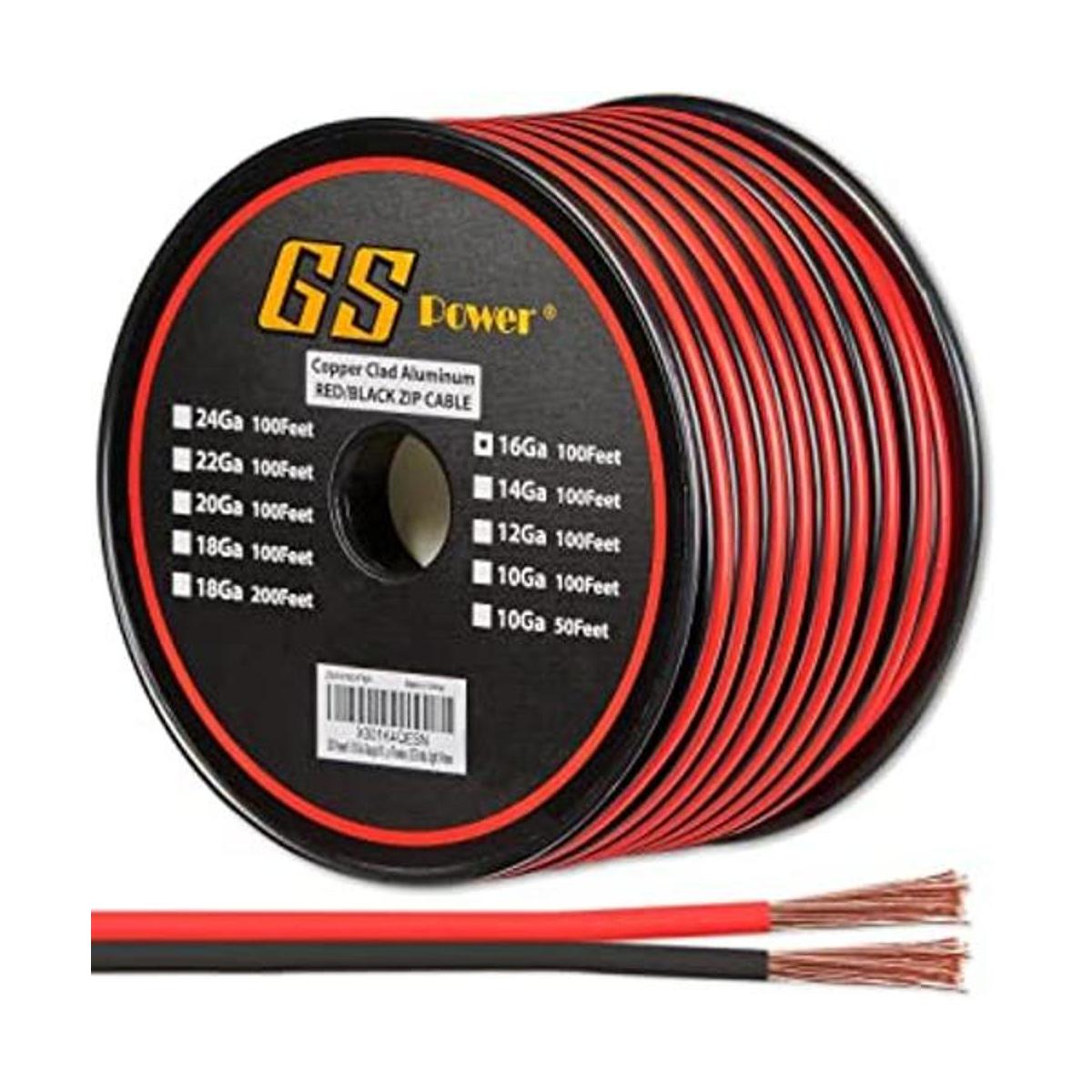 GS Power 16 Ga Gauge cobre revestido aluminio rojo negro
