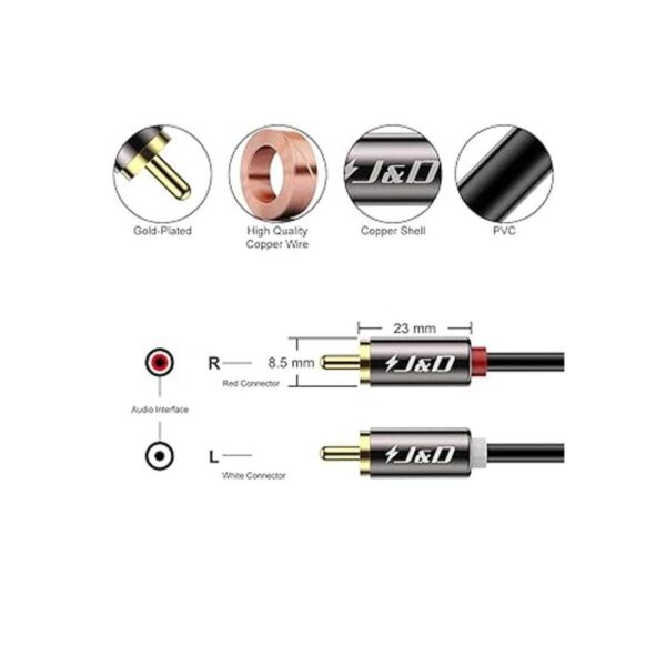 JD Cable RCA chapado en oro 2RCA macho a 2RCA macho de_2
