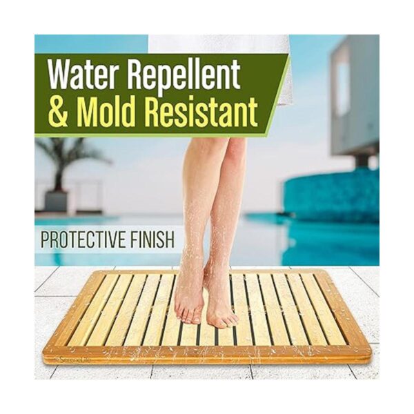 SereneLife Alfombrilla de baño de madera de bambú para