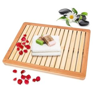 SereneLife Alfombrilla de baño de madera de bambú para