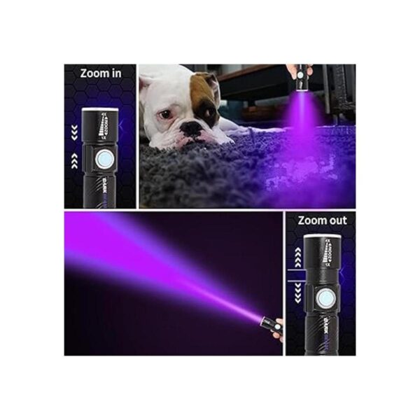 Linternas de luz negra USB recargable portátil 395nm_3