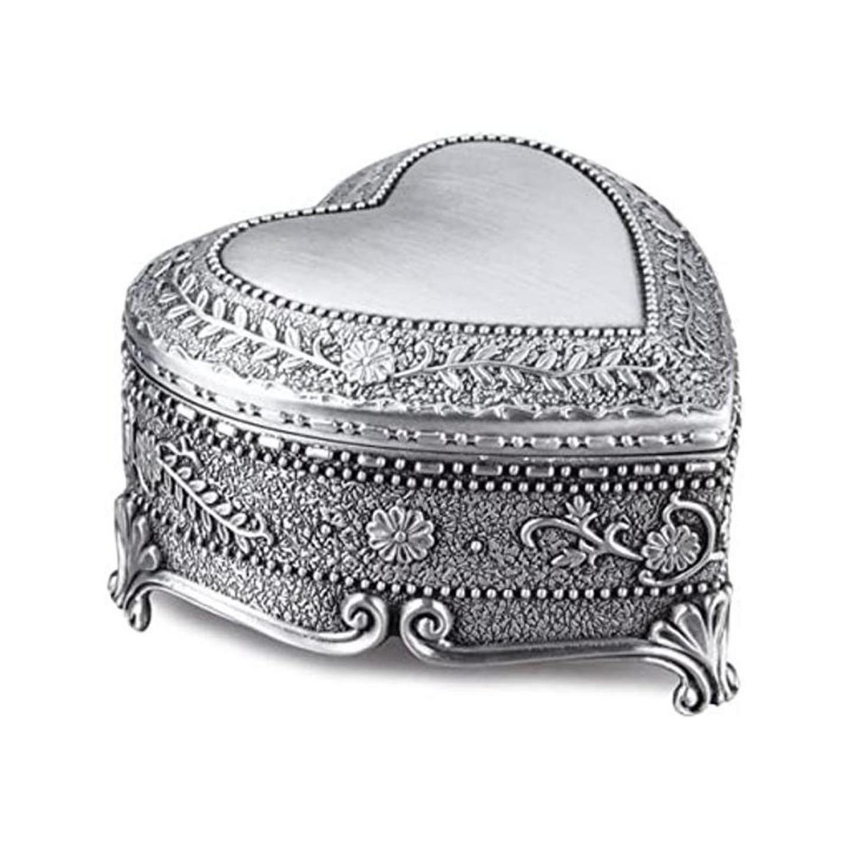 Feyarl Caja de joyería vintage con forma de corazón caja