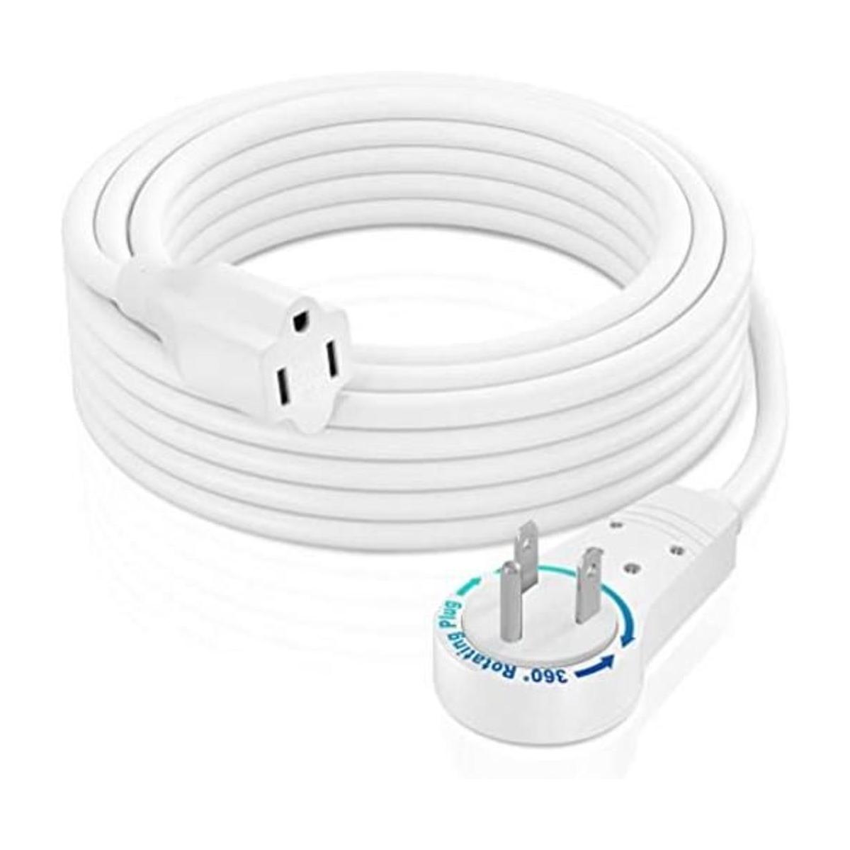 Maximm Cable de extensión de enchufe plano blanco de 10