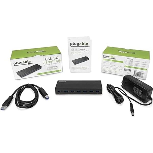Plugable Hub USB 3.0 de 7 puertos con adaptador de_4