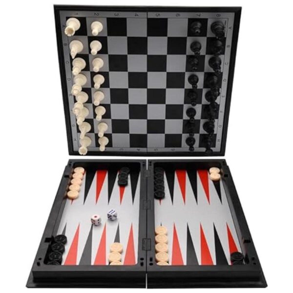 Kaile Set de ajedrez 3 en 1 con damas y backgammon_4