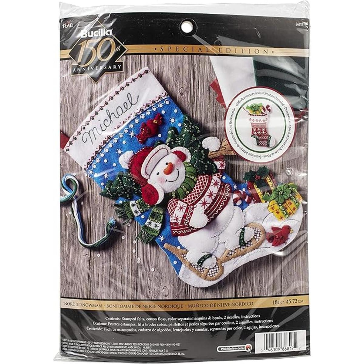 Bucilla Kit de calcetines de muñeco de nieve nórdico