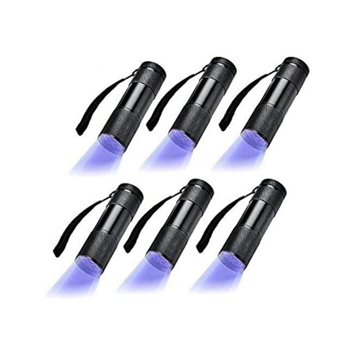 Optimal Shop Paquete de 6 linterna UV Blacklight 9 LED