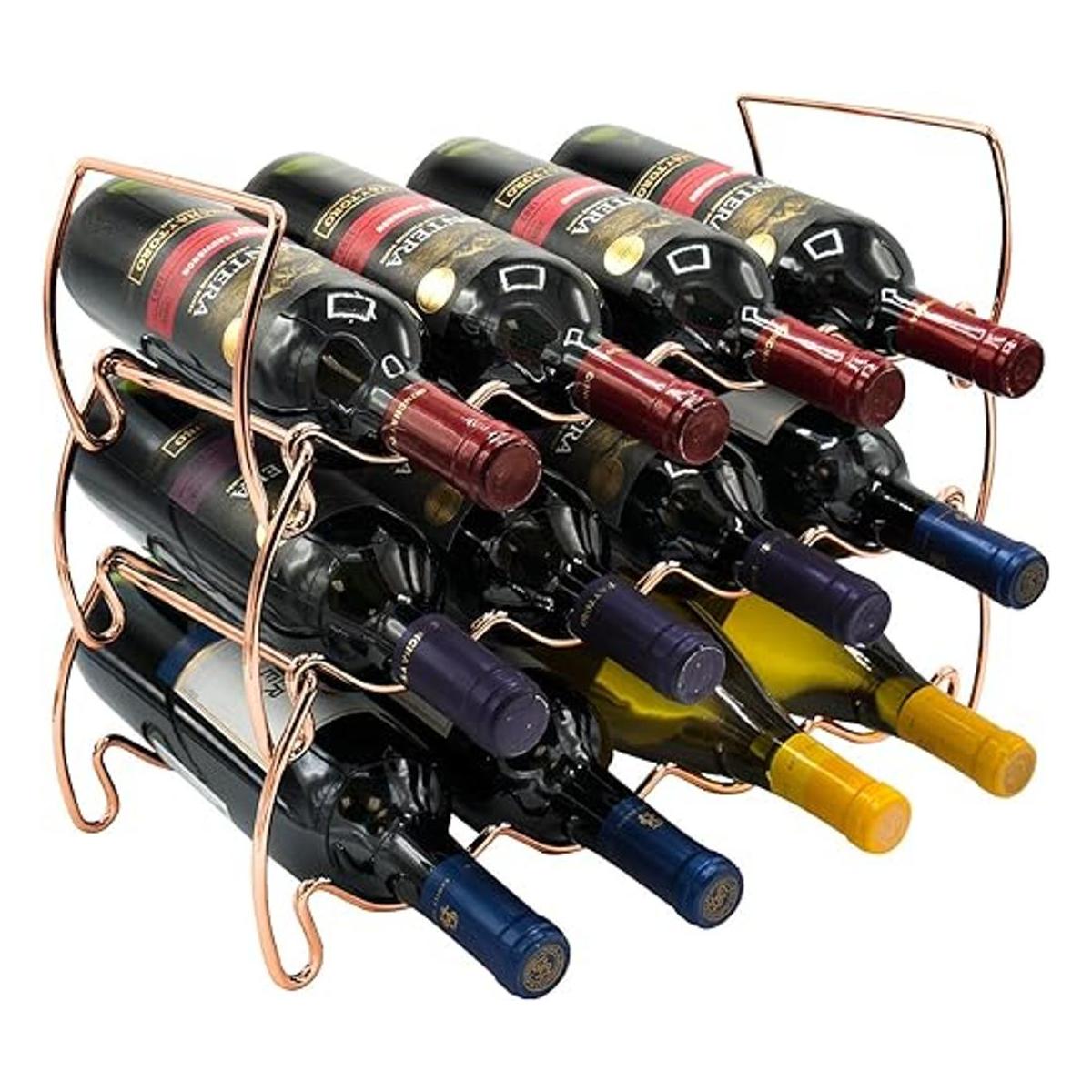 Sorbus Estante de vino apilable de 3 niveles estilo