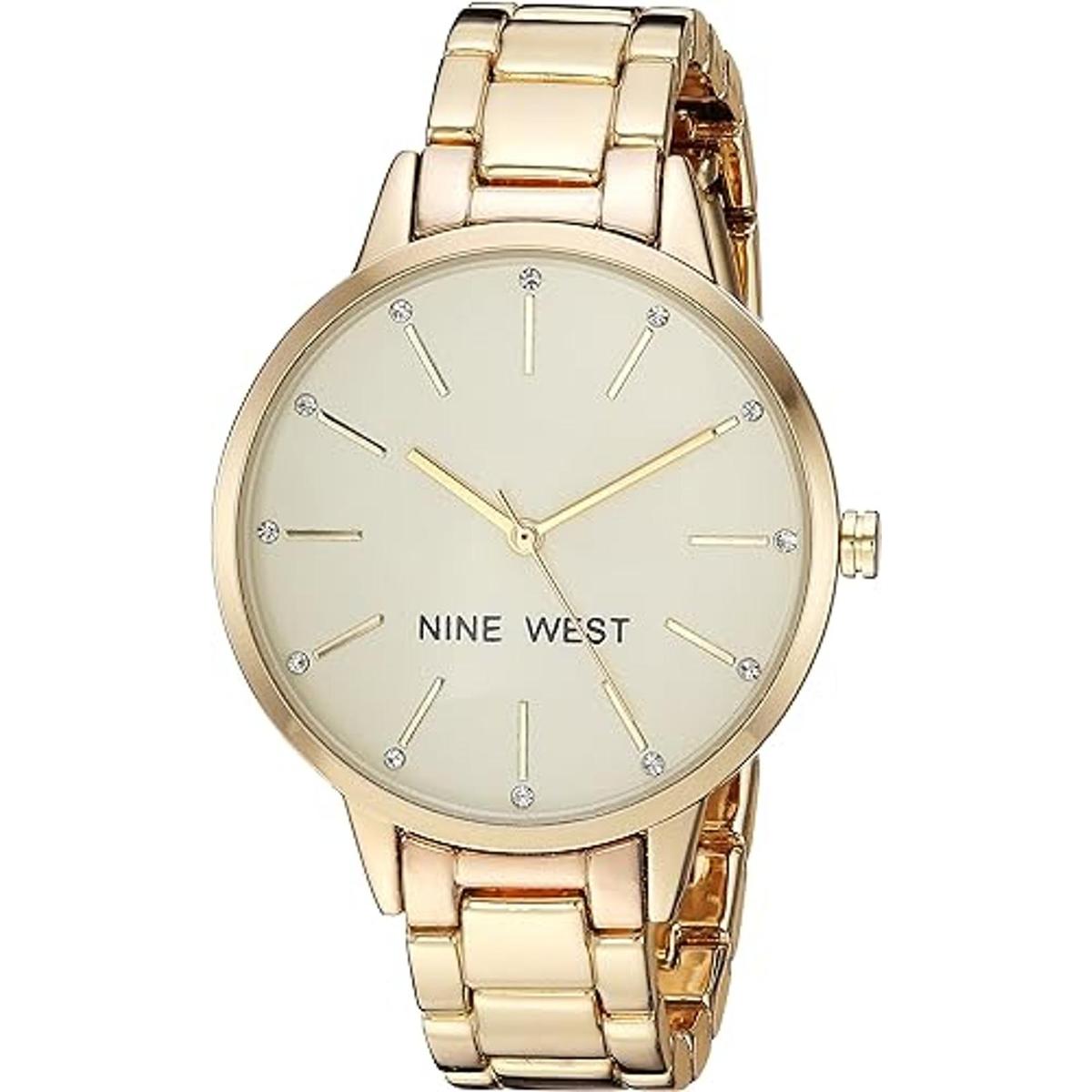 Nine West Womens Crystal Accented Bracelet Watch