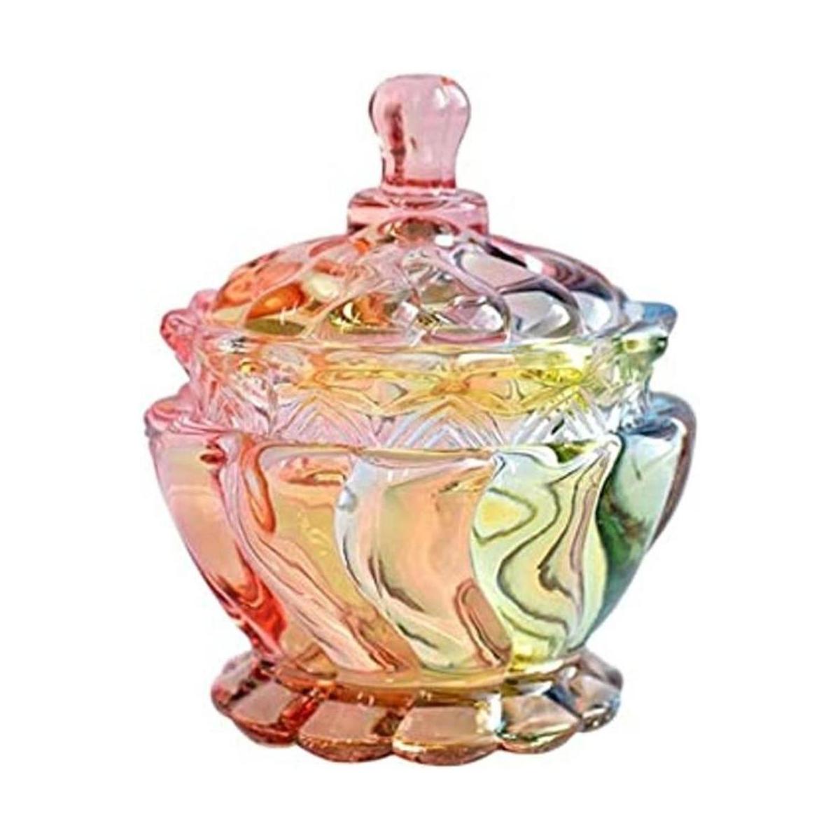 SOCOSY Frasco de cristal transparente repujado con tapa