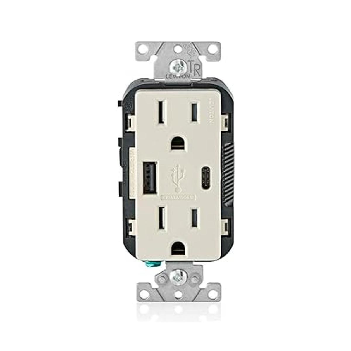 Leviton T5633B Cargador USB de 15 A tipo A y tipo C