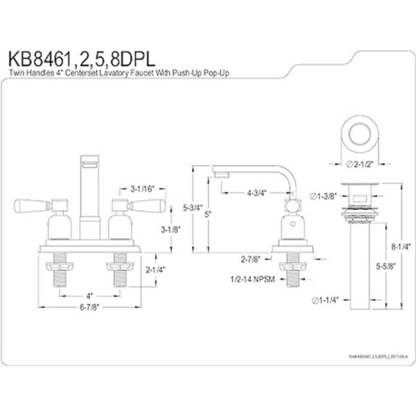 Kingston Brass KB8468DPL Paris Grifo central para cuarto_2