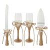 Juego de 4 cuchillos rústicos para pastel de boda y