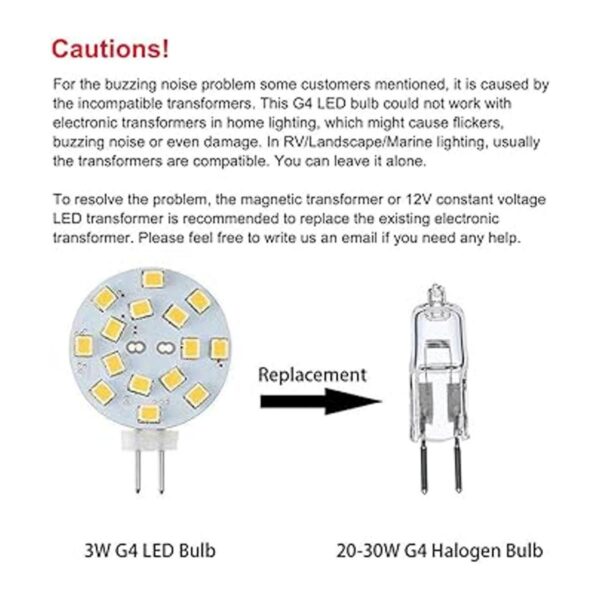 Makergroup Bombilla LED G4 de 12 V de 3 W con dos pines_4