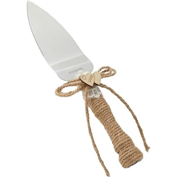 Juego de 4 cuchillos rústicos para pastel de boda y