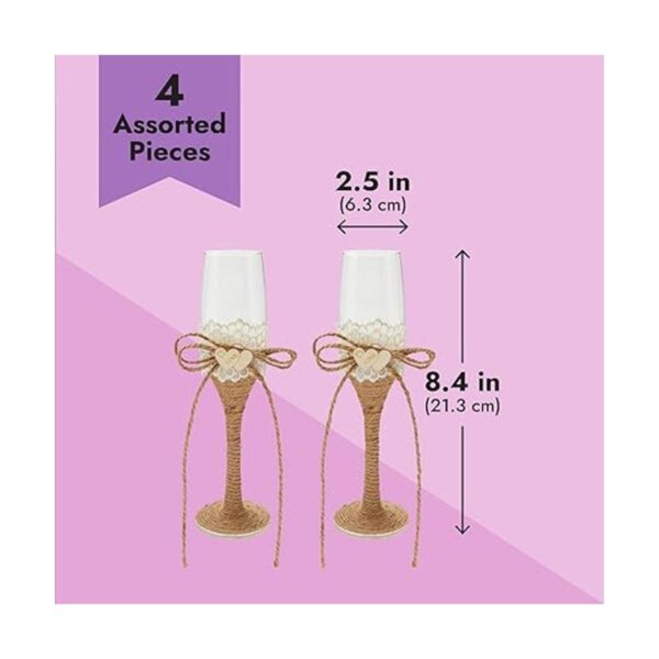 Juego de 4 cuchillos rústicos para pastel de boda y