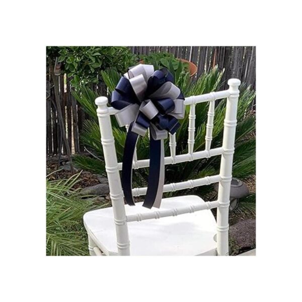 Lazos decorativos azul marino y plateado 8 pulgadas de_4