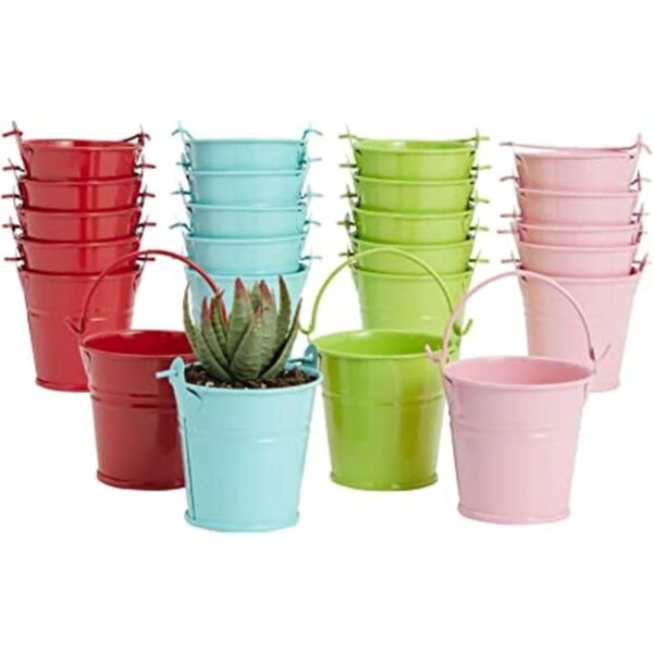 Juvale Paquete de 24 mini cubos galvanizados para_1