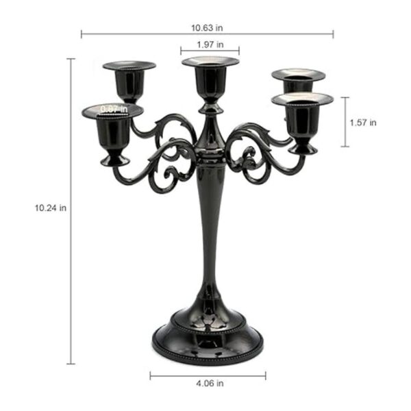Candelabro de metal con 5 velas portavelas de 10.6