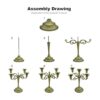 Candelabro de metal con 5 velas portavelas de 10.6