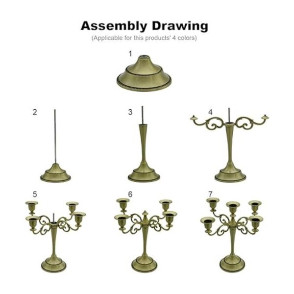 Candelabro de metal con 5 velas portavelas de 10.6