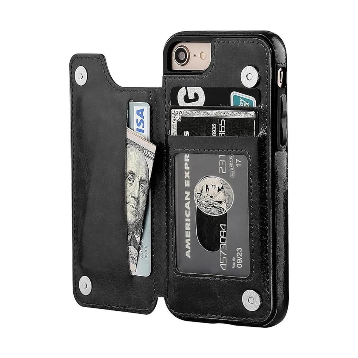 OT ONETOP Funda tipo cartera para iPhone 8 cuero