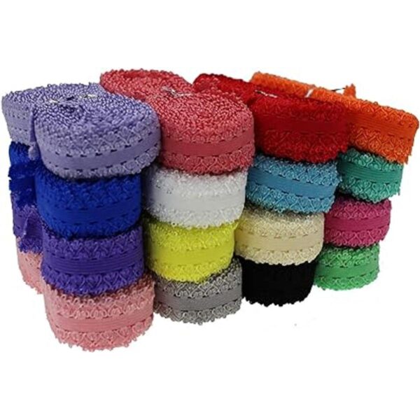 JESEP Cinta elástica elástica de color picot con ribete de