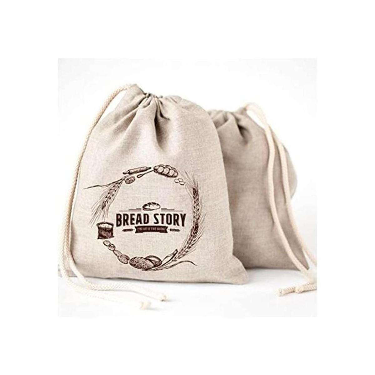 Lino Natural bolsas de pan 2Pack 11 x15 en grande 30 cm